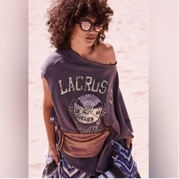 NWT Free People Off Side Lacrosse Pullover Sweatshirt M - Picture 1 of 7